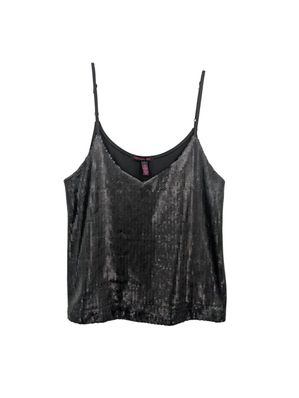 Black Sequin Cami Tank Party Y2K‎ Glam Clubwear Indie Sleaze Showgirl Top Large